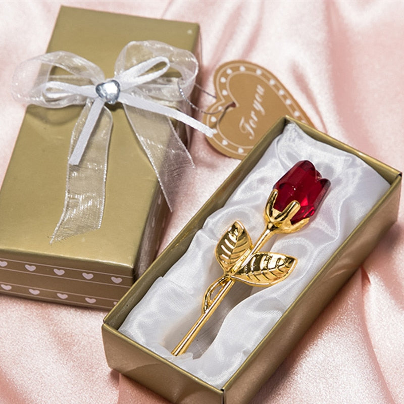 Crystal Glass Rose For Valentines Day Gift
