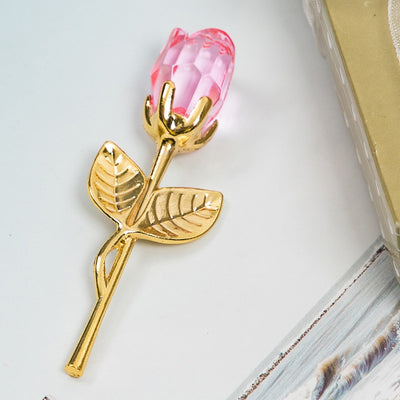 Crystal Glass Rose For Valentines Day Gift