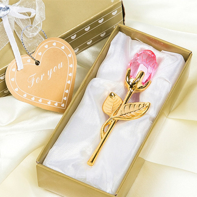 Crystal Glass Rose For Valentines Day Gift