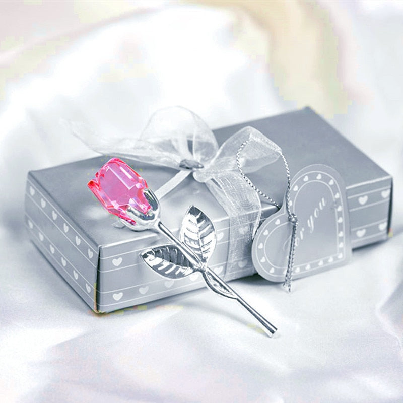 Crystal Glass Rose For Valentines Day Gift