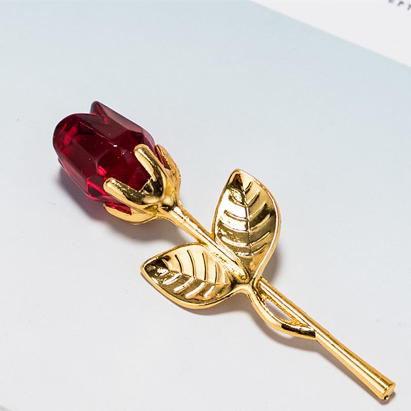 Crystal Glass Rose For Valentines Day Gift
