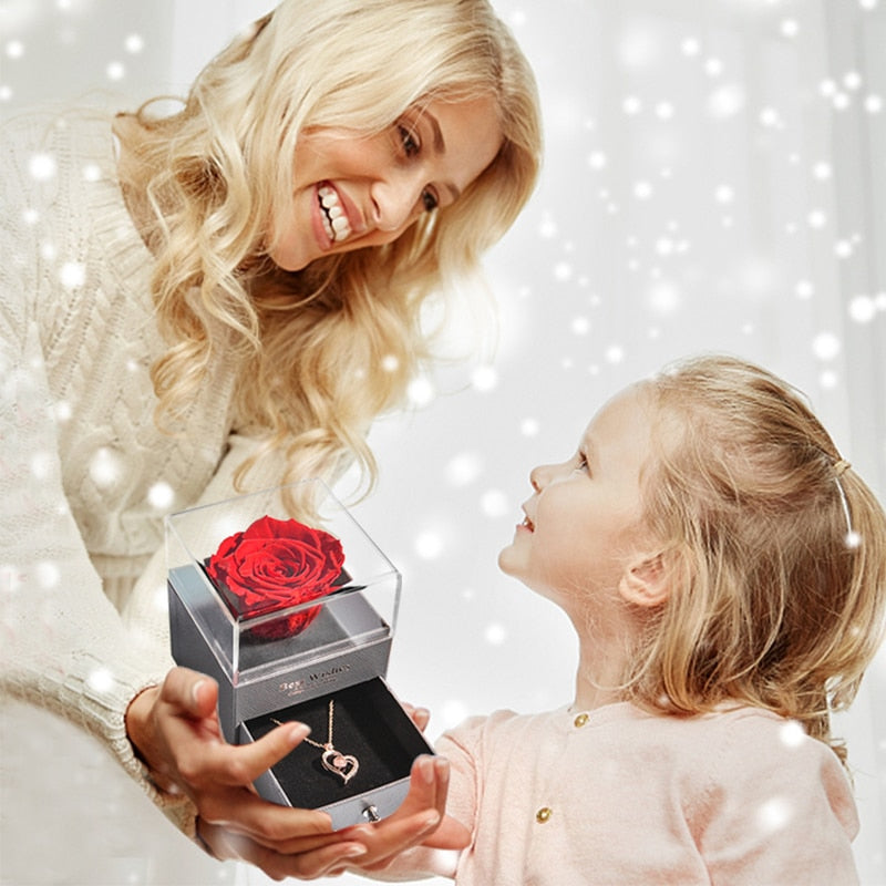 Valentine Natural Eternal Rose Jewelry Box