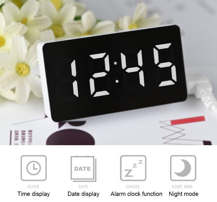 Green LED Mirror Table Clock