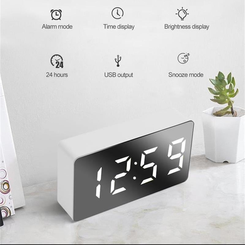 Green LED Mirror Table Clock