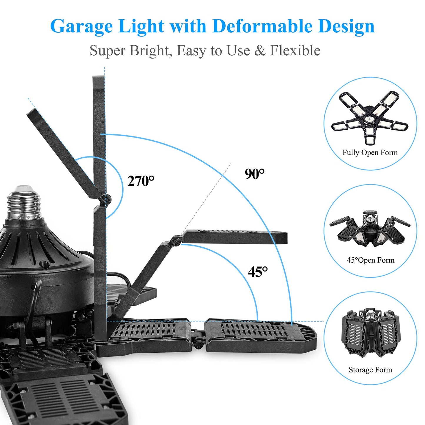 LED Garage Lights with 8 Adjustable Panels