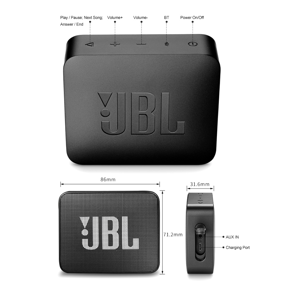 JBL GO 2 Wireless Bluetooth Speaker for Outdoor, IPX7 Waterproof